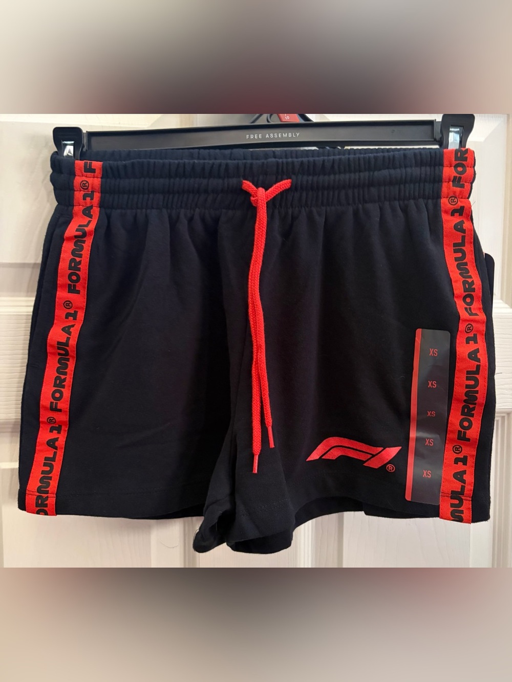 Hybrid Apparel Women’s Black F1 Racing Athletic Shorts with Red Accents